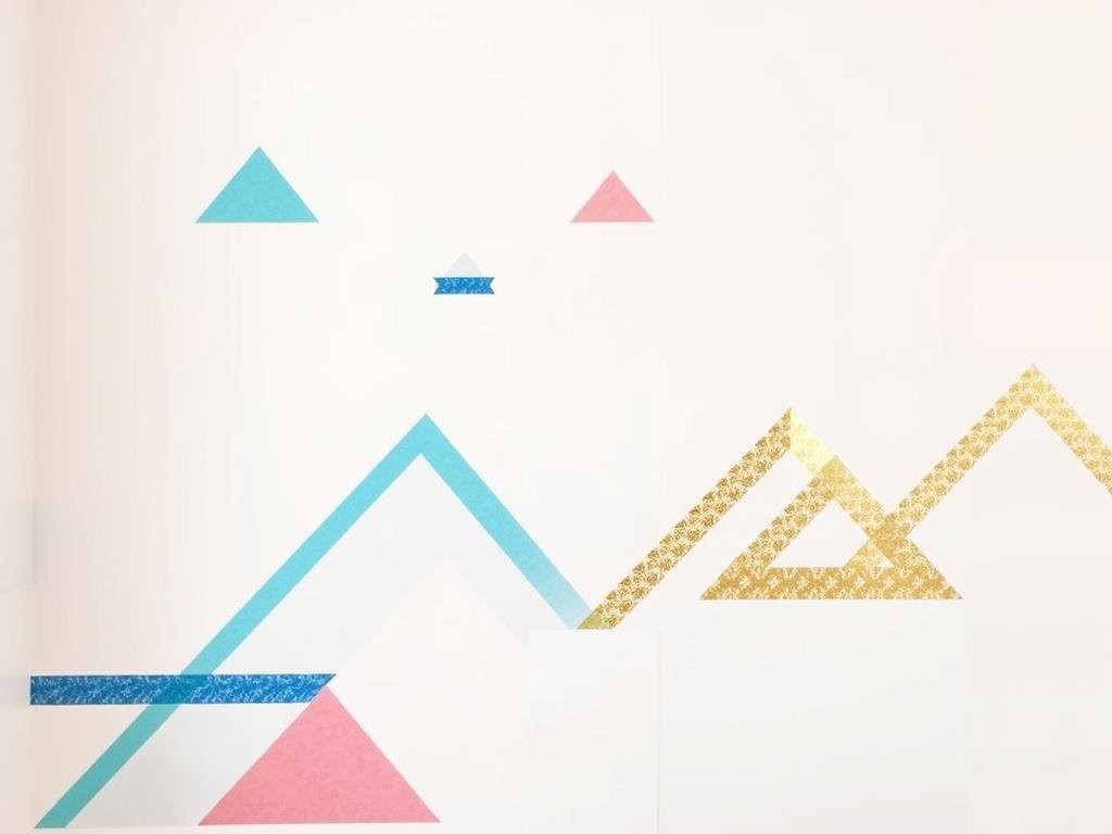 Geometric wall design created with colorful washi tape