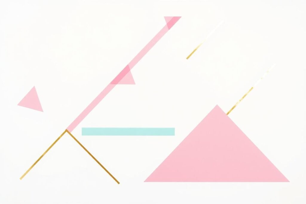 Geometric washi tape wall art in pastel colors creating a cute pattern on a white wall Geometric washi tape wall art in pastel colors creating a cute pattern on a white wall