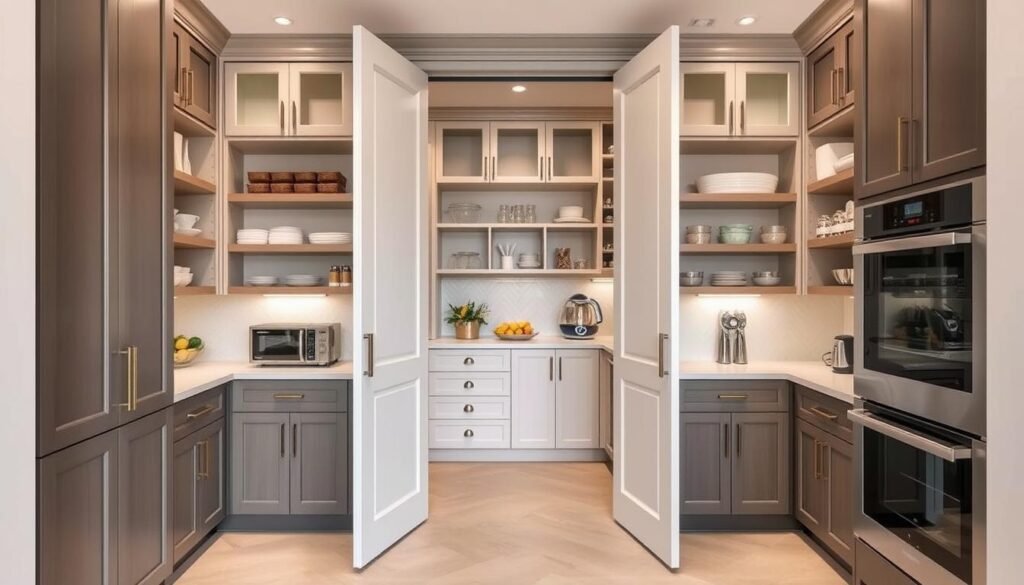 Hidden pantry with smart organization systems showcasing 2026 kitchen trends in storage Hidden pantry with smart organization systems showcasing 2026 kitchen trends in storage