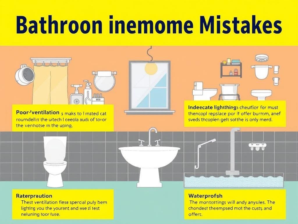 Illustration of common bathroom remodel mistakes to avoid Illustration of common bathroom remodel mistakes to avoid