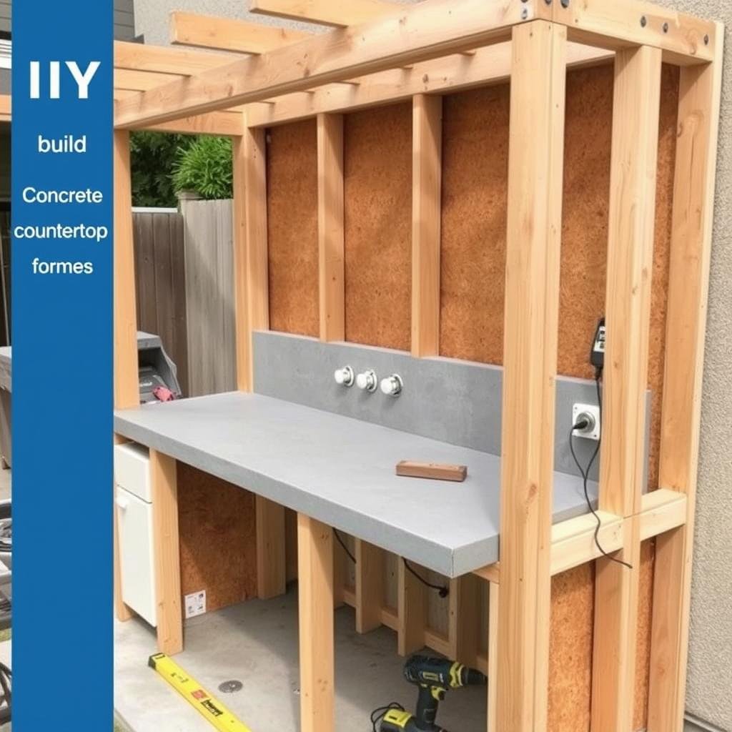 Intermediate DIY outdoor kitchen with custom elements