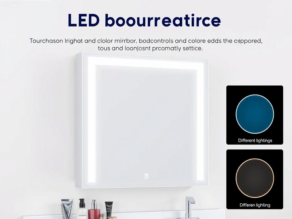 LED-illuminated vanity mirror with adjustable brightness settings LED-illuminated vanity mirror with adjustable brightness settings