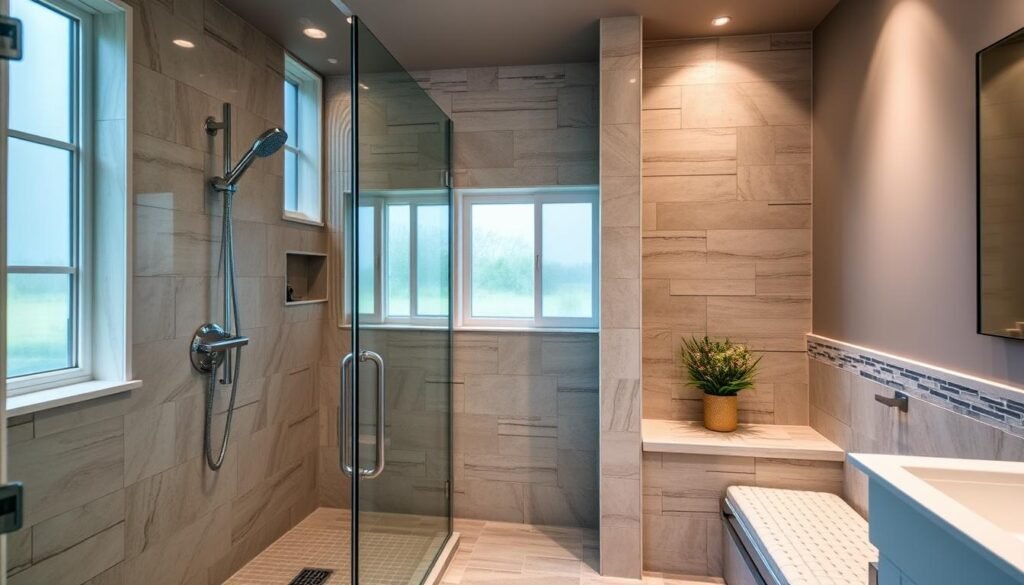 Luxurious completed shower remodel with modern features Luxurious completed shower remodel with modern features