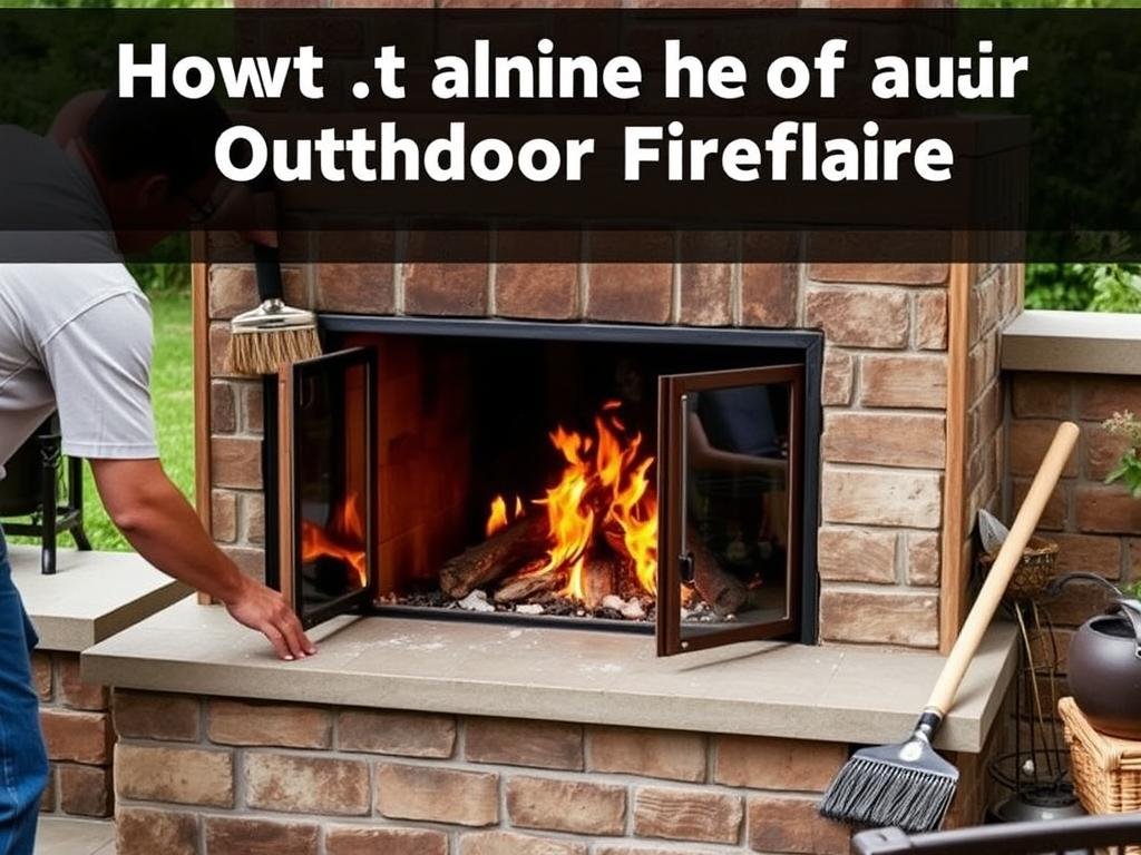 Maintenance of an outdoor fireplace showing cleaning and inspection