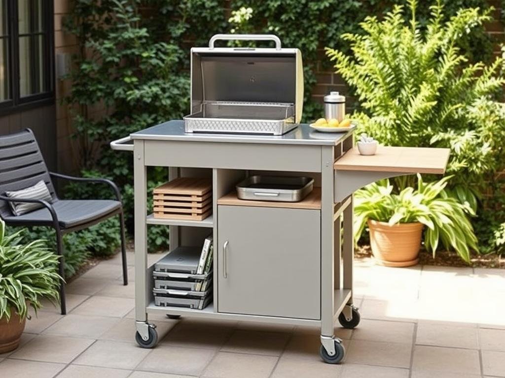Mobile kitchen cart solution for small outdoor spaces Mobile kitchen cart solution for small outdoor spaces