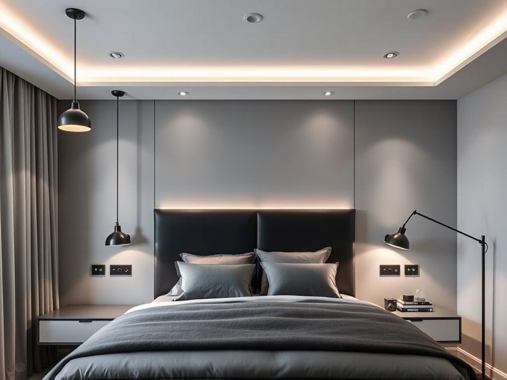 Modern bedroom lighting with pendant lights and integrated smart features Modern bedroom lighting with pendant lights and integrated smart features
