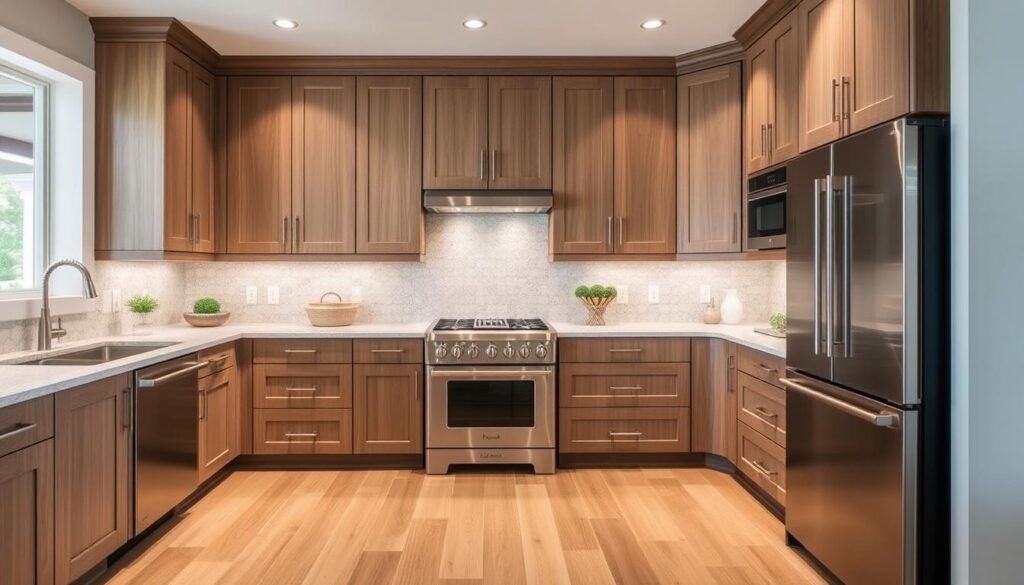 Modern kitchen with panel-ready appliances that blend with cabinetry Modern kitchen with panel-ready appliances that blend with cabinetry