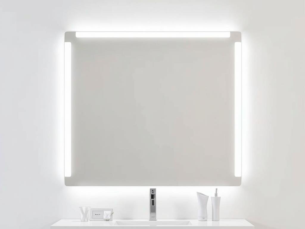 Modern minimalist vanity mirror with LED lighting and sleek design Modern minimalist vanity mirror with LED lighting and sleek design