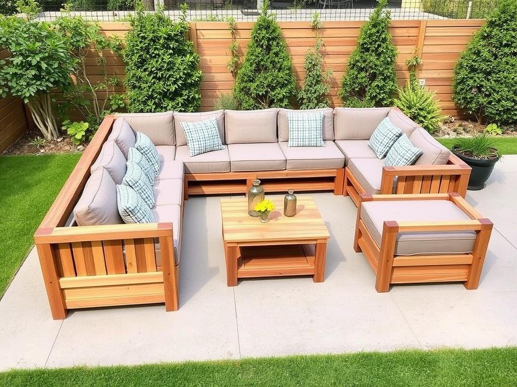 Modular outdoor sectional pieces that can be arranged in different configurations