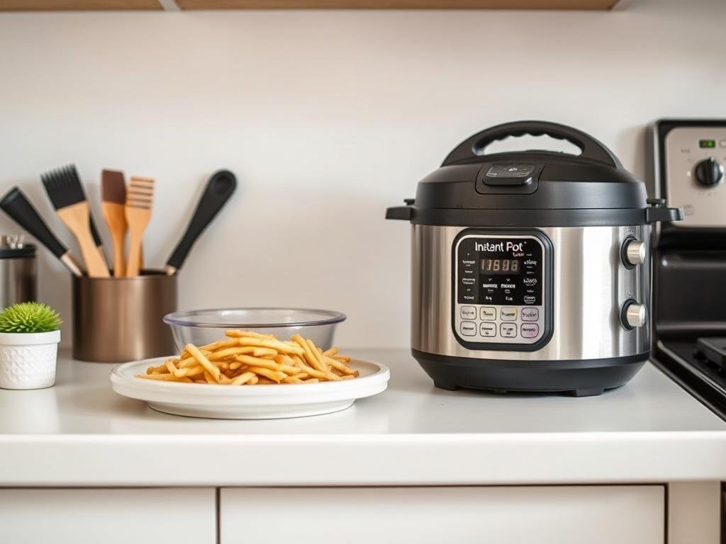 Multi-function cooking appliance saving counter space in a small kitchen Multi-function cooking appliance saving counter space in a small kitchen