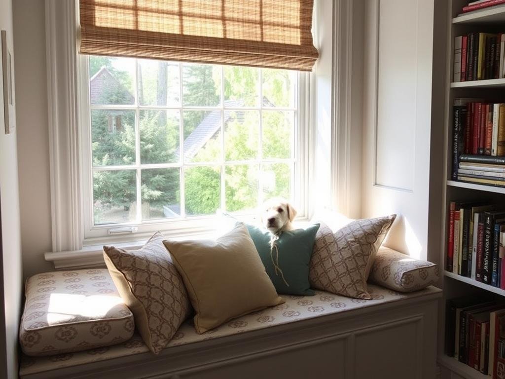 No-sew window seat cushion covered in patterned fabric No-sew window seat cushion covered in patterned fabric