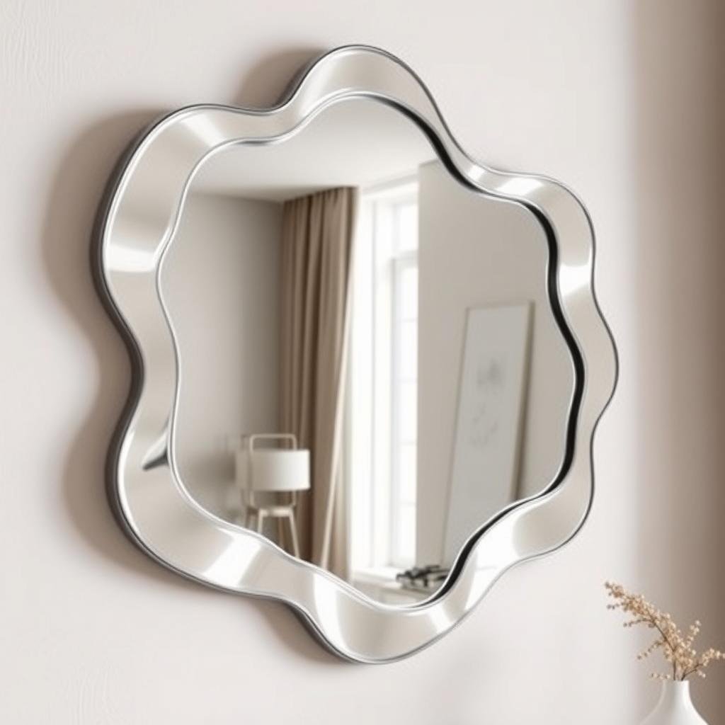 Organic shaped mirror with wavy irregular edges Organic shaped mirror with wavy irregular edges