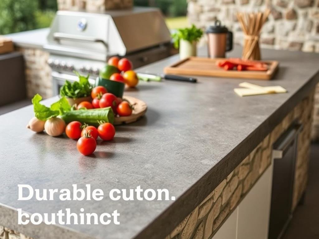 Outdoor kitchen countertop with food prep area