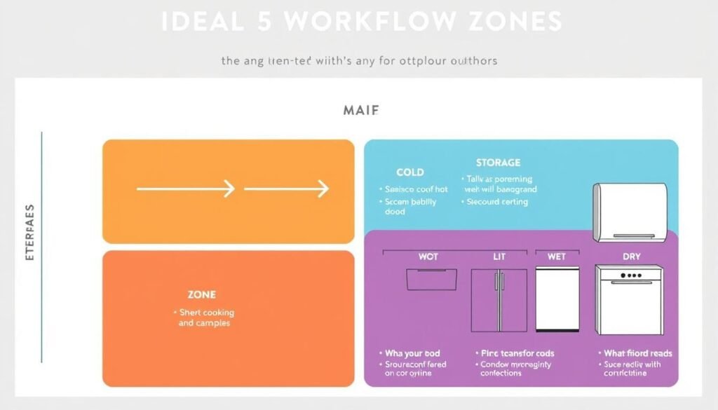 Outdoor kitchen workflow zones diagram