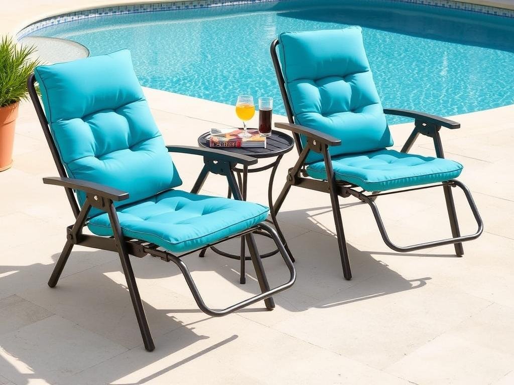 Outdoor lounge chairs for relaxation by the pool or garden