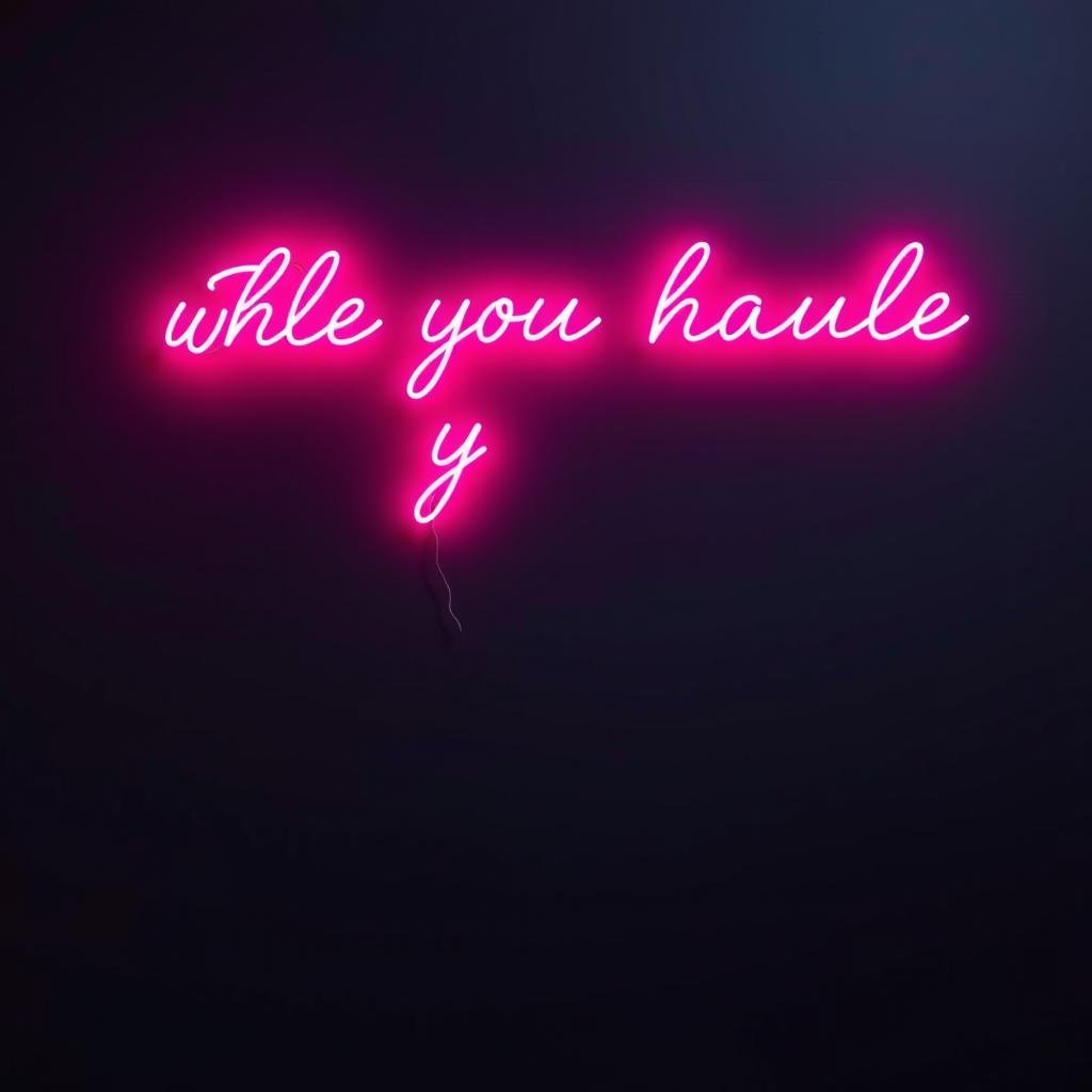 Pink neon sign with motivational text on a dark wall