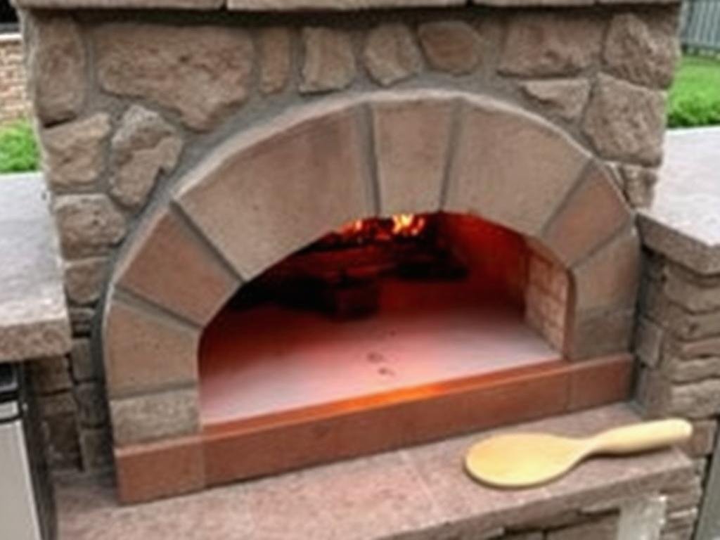 Pizza oven in outdoor kitchen