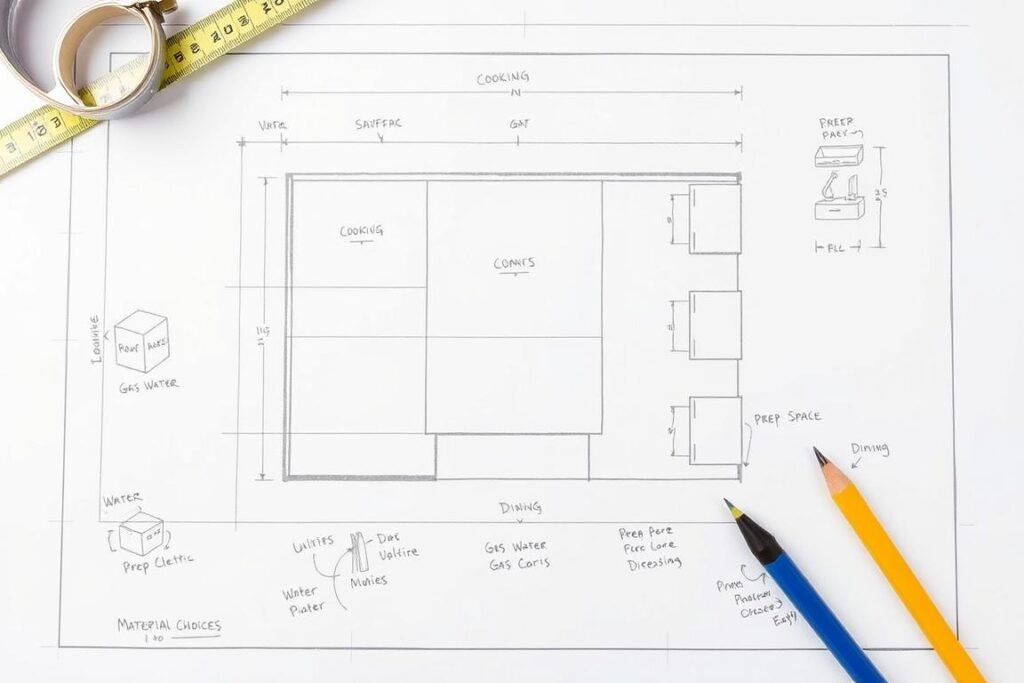 Planning diagram for DIY outdoor kitchen layout