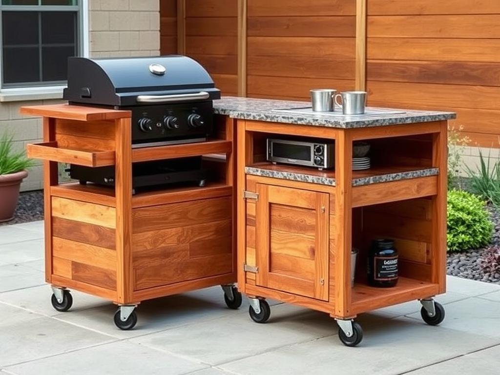 Rolling cart outdoor kitchen