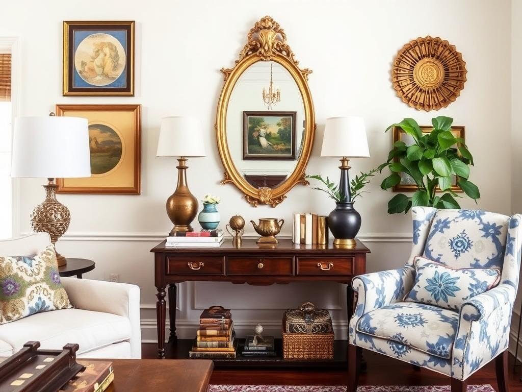 Room decorated with unique secondhand finds and vintage treasures