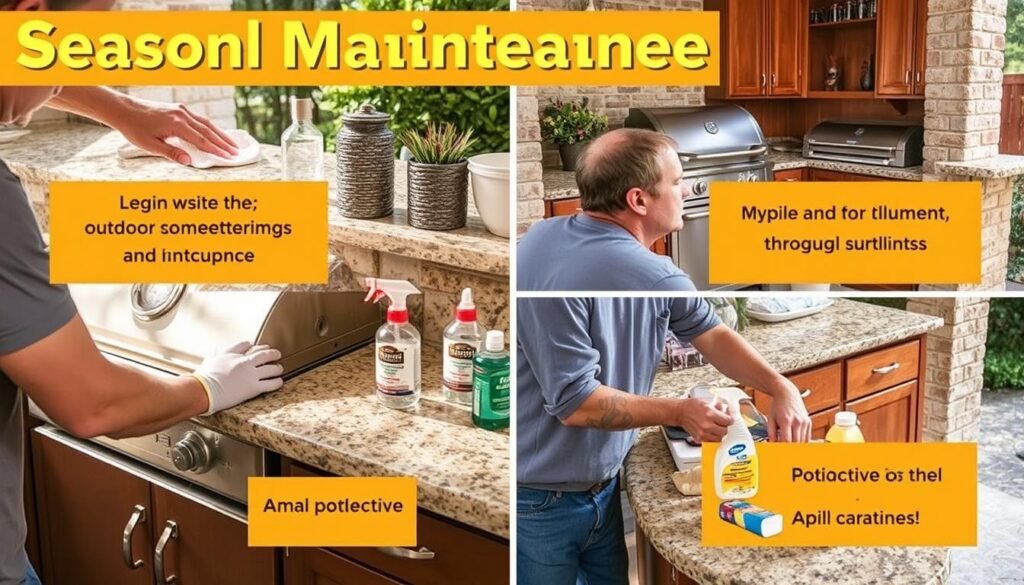 Seasonal maintenance of outdoor kitchen