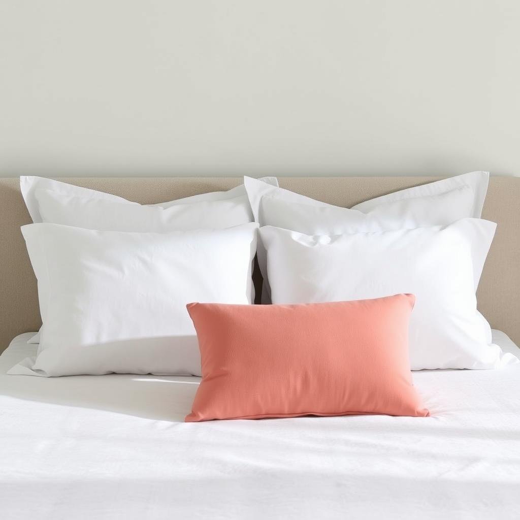 Simple, minimal pillow arrangement on bed for clean room decor bedroom look Simple, minimal pillow arrangement on bed for clean room decor bedroom look