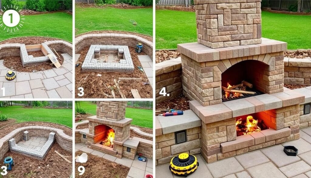 Step-by-step installation of an outdoor fireplace