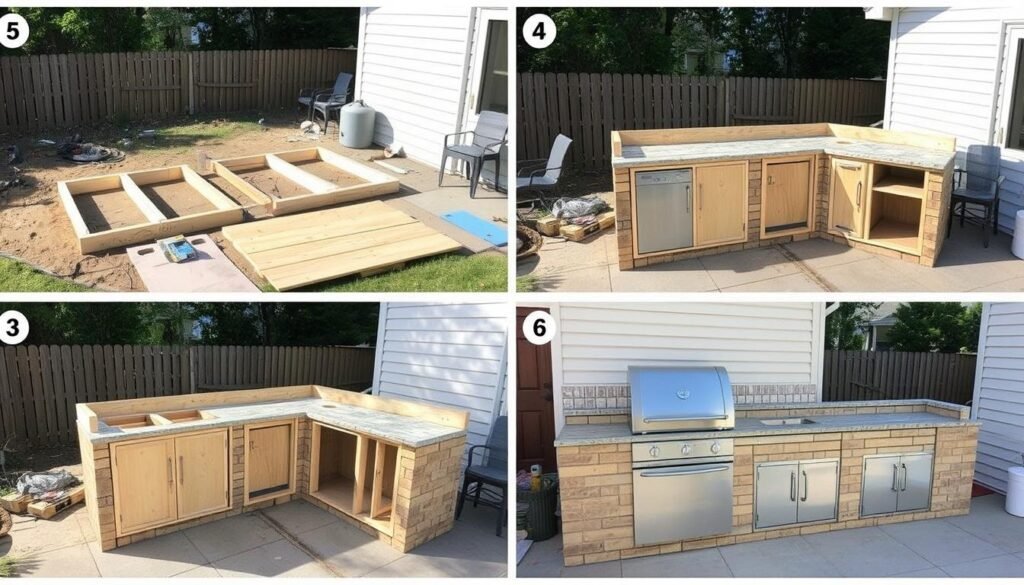 Step-by-step process of building a simple outdoor kitchen