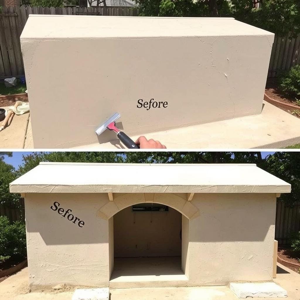 Stucco finishing on outdoor kitchen