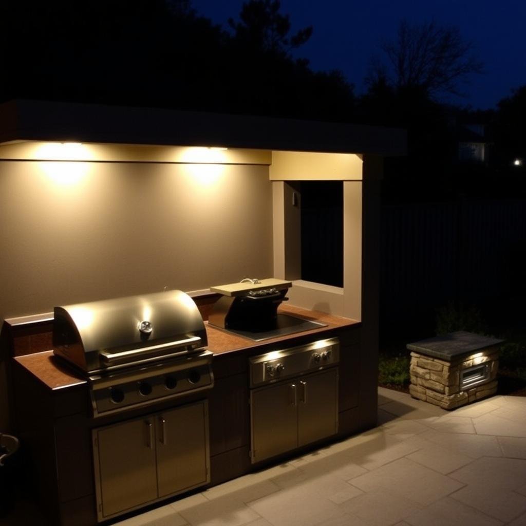 Task lighting illuminating grill and prep areas