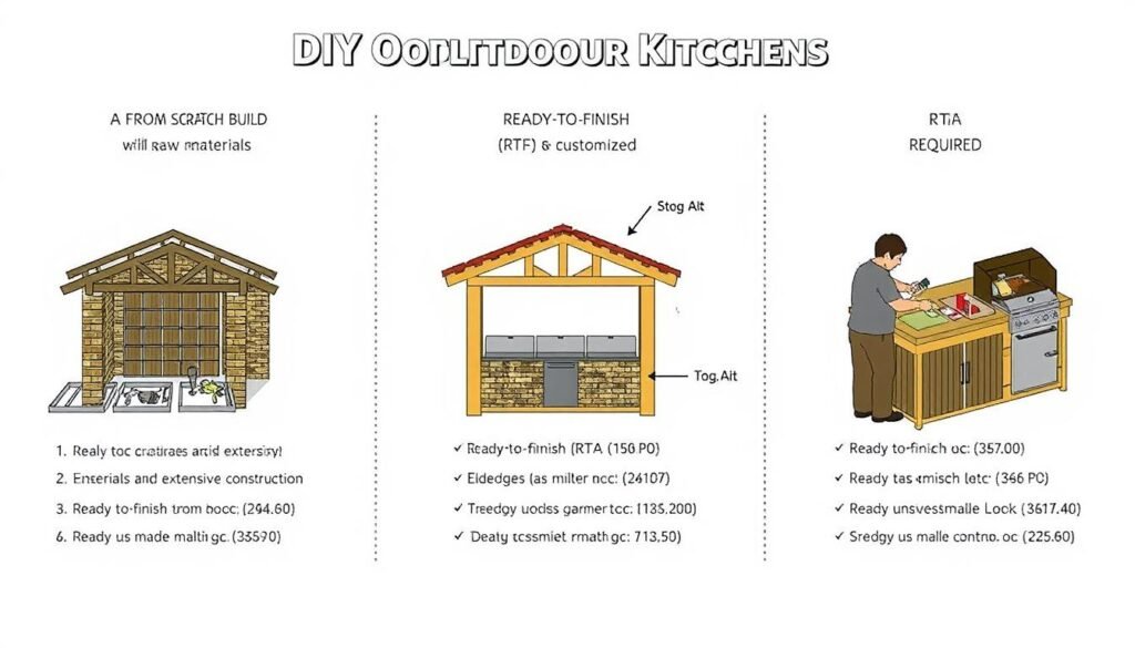 Three different DIY outdoor kitchen building methods compared
