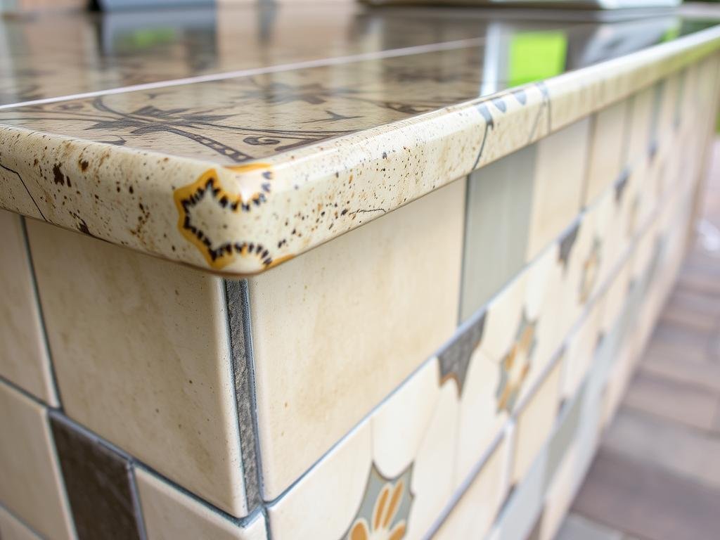 Tile exterior on outdoor kitchen