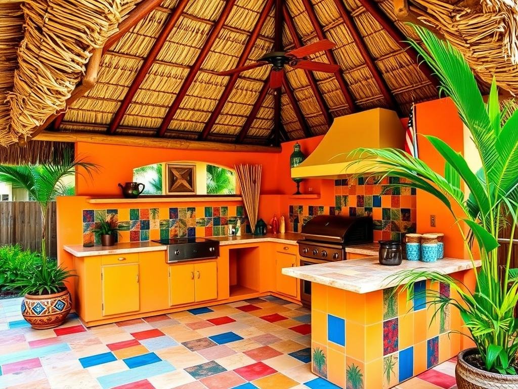Tropical outdoor kitchen