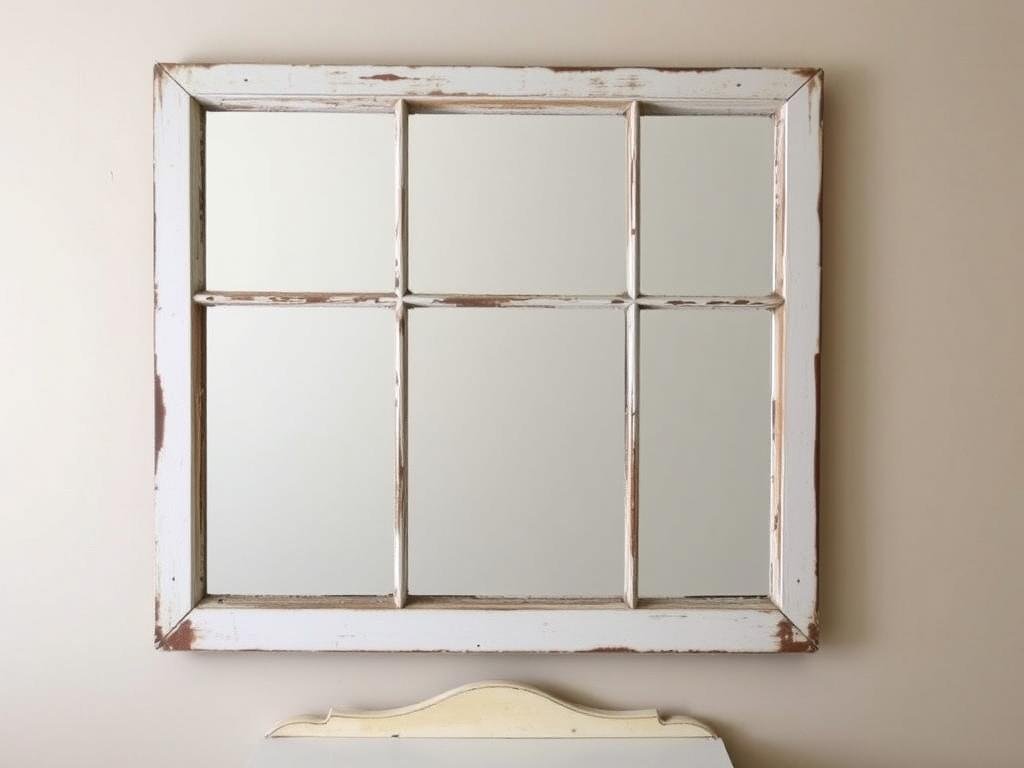 Upcycled vintage window frame transformed into a vanity mirror Upcycled vintage window frame transformed into a vanity mirror