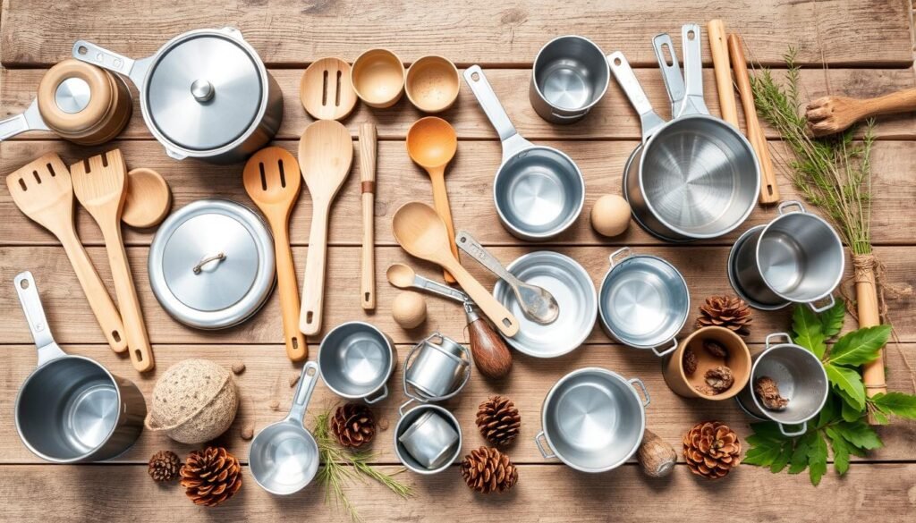 Various accessories and utensils for a DIY mud kitchen Various accessories and utensils for a DIY mud kitchen