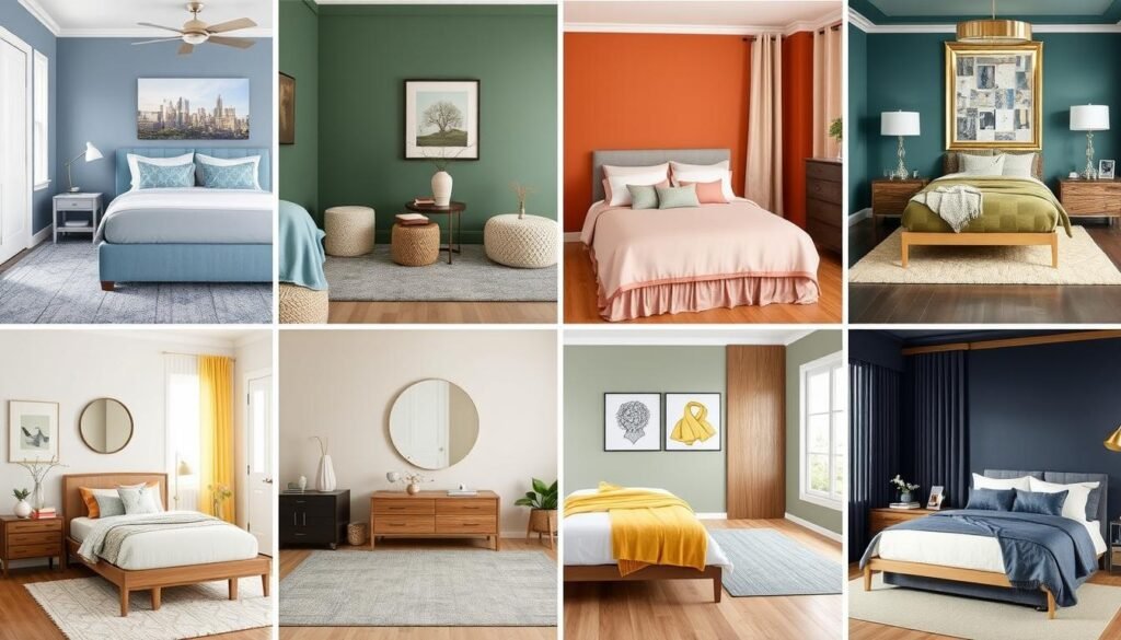 Various bedroom color schemes from calming blues to energizing yellows Various bedroom color schemes from calming blues to energizing yellows