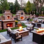 Transform Your Backyard with a Stunning Outdoor Fireplace Various types of outdoor fireplaces including built-in stone, portable, and gas models arranged in a beautiful backyard setting
