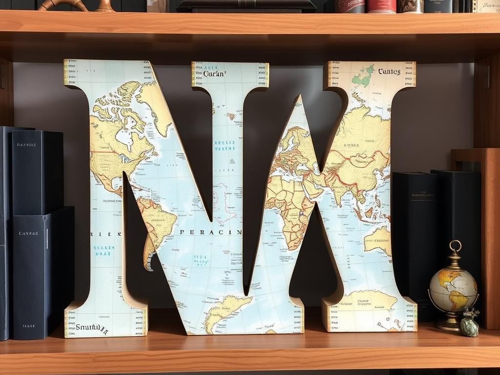 Vintage map decoupage letter personalized wall art Vintage map decoupage letter personalized wall art