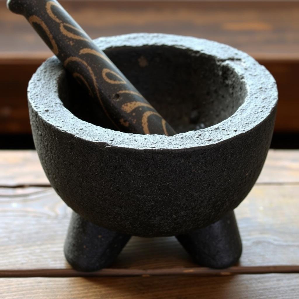Volcanic stone molcajete for grinding spices and making salsa Volcanic stone molcajete for grinding spices and making salsa