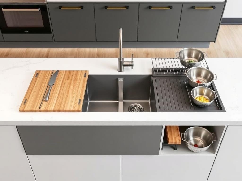 Workstation sink with integrated accessories for 2026 kitchen trends Workstation sink with integrated accessories for 2026 kitchen trends