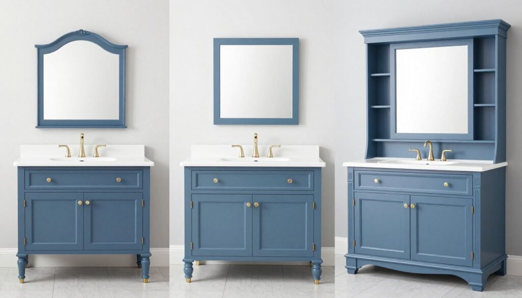A comparison of different blue vanities at various price points