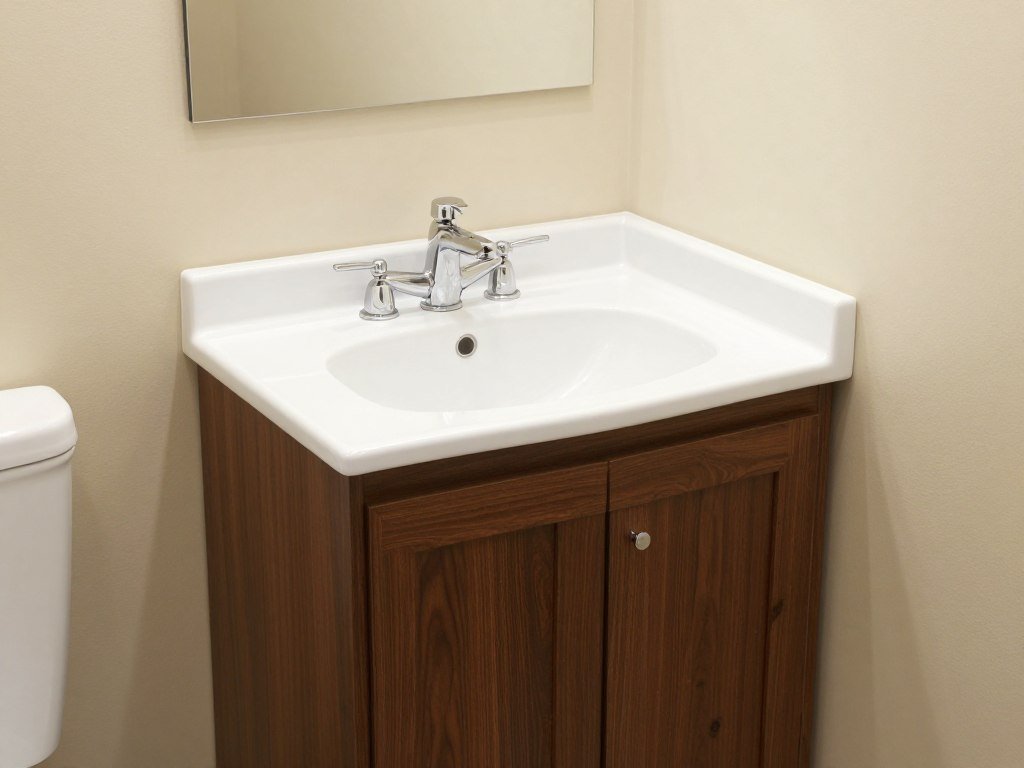 A corner small vanity with specialized corner sink design