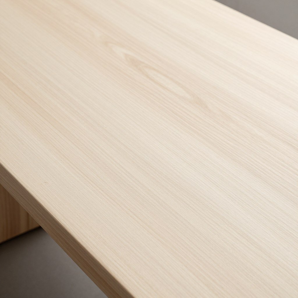 A maple live edge dining table with light, creamy tones and subtle grain patterns