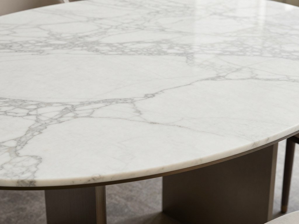 A marble or stone modern dining table with luxurious appearance