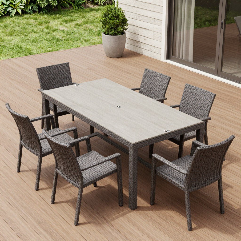 A rectangular patio dining table ideal for larger gatherings and entertaining A rectangular patio dining table ideal for larger gatherings and entertaining