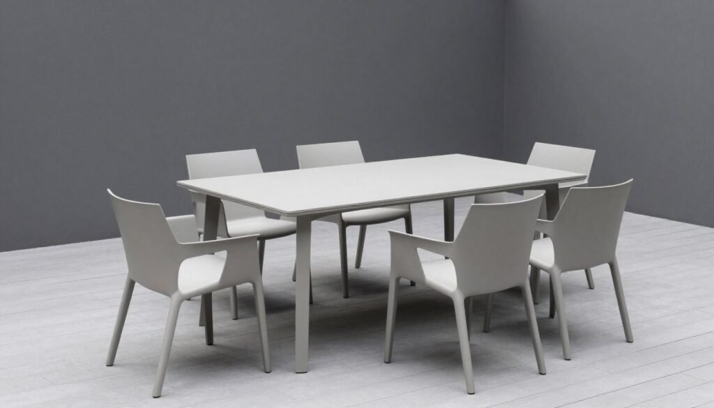 A sleek modern patio dining set with clean lines and a minimalist design A sleek modern patio dining set with clean lines and a minimalist design