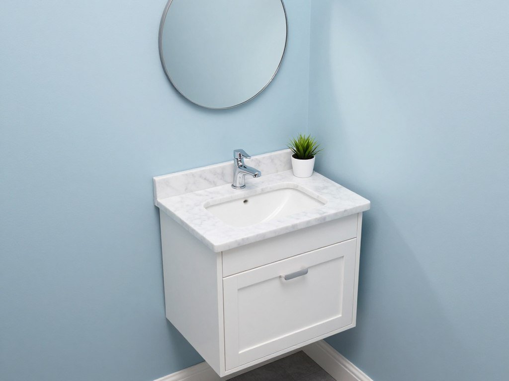 A small corner vanity maximizing unused bathroom space