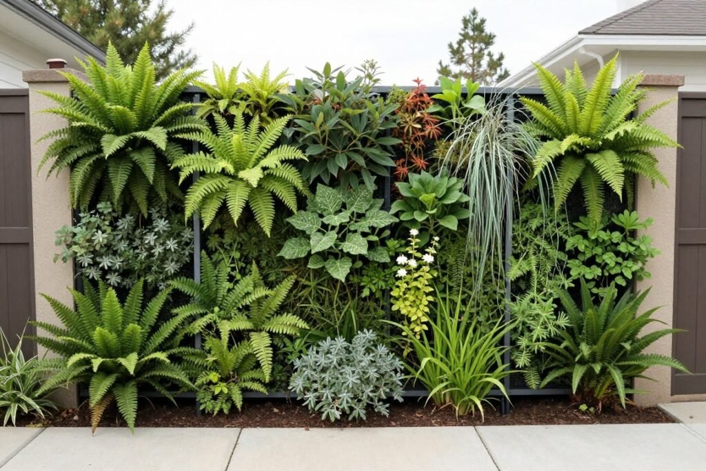 A small front yard with a vertical garden wall