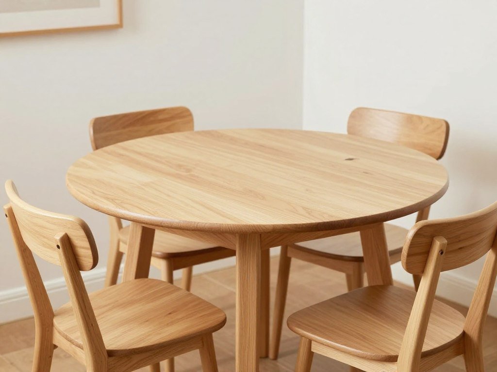 A small round dining room table perfect for an apartment or breakfast nook