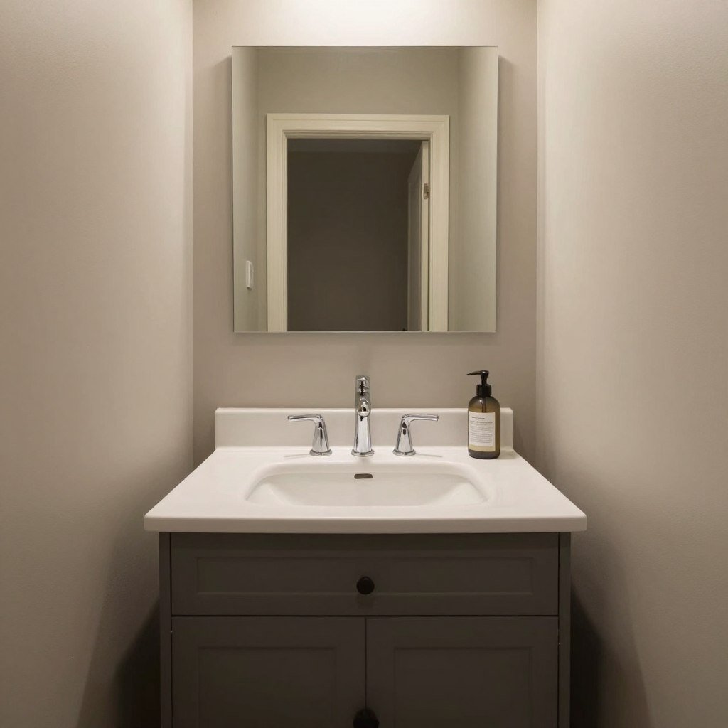 A stylish small bathroom with a perfectly proportioned vanity creating visual harmony